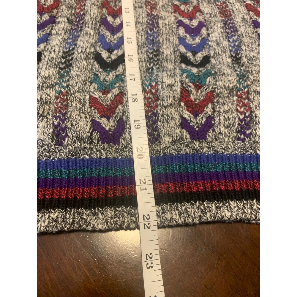 Vintage 90s Jantzen M Retro Knit Sweater Chevron Crewneck - Picture 4 of 4